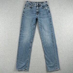 American Eagle Jeans Women 000 Blue Baggy Straight Leg High‎ Rise Denim Regular